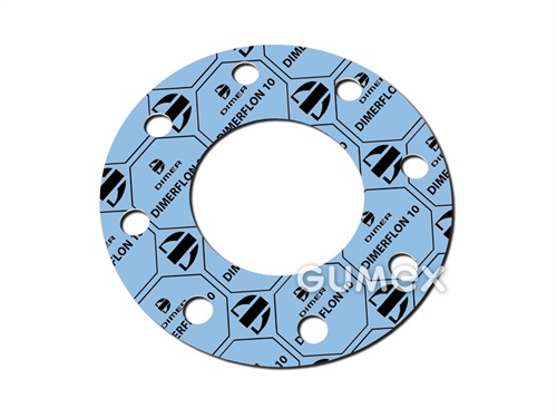 Teflonová deska DIMERFLON 10, tloušťka 2mm, 1500x1500mm, 80bar, PTFE, +260°C, světle modrá